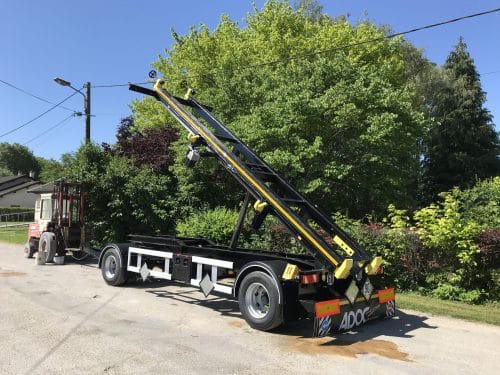 Remorque porte-caisson RR19t ADOC Nardeau sans piste pour benne Ampliroll basculante